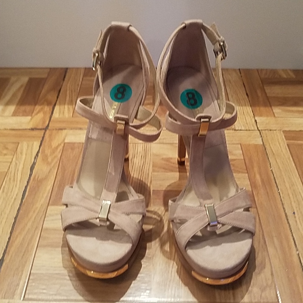 Michael Kors beige open toe heels